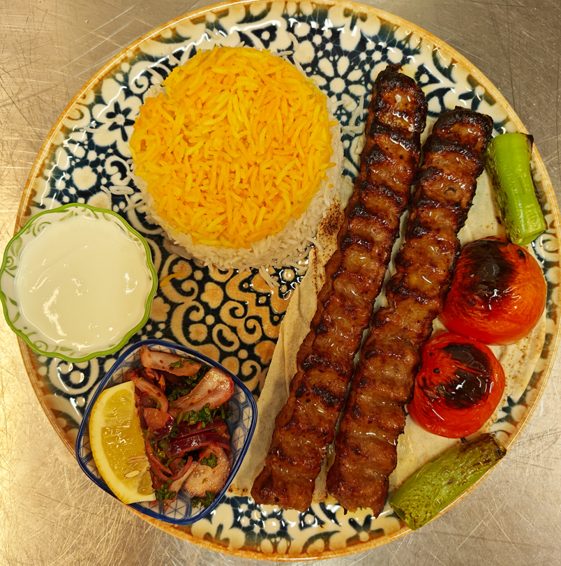Kebab mit Safranreis